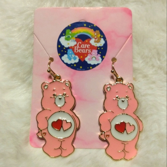 Care Bears Love-A-Lot Bear Pink Dangle Earrings - Picture 1 of 4
